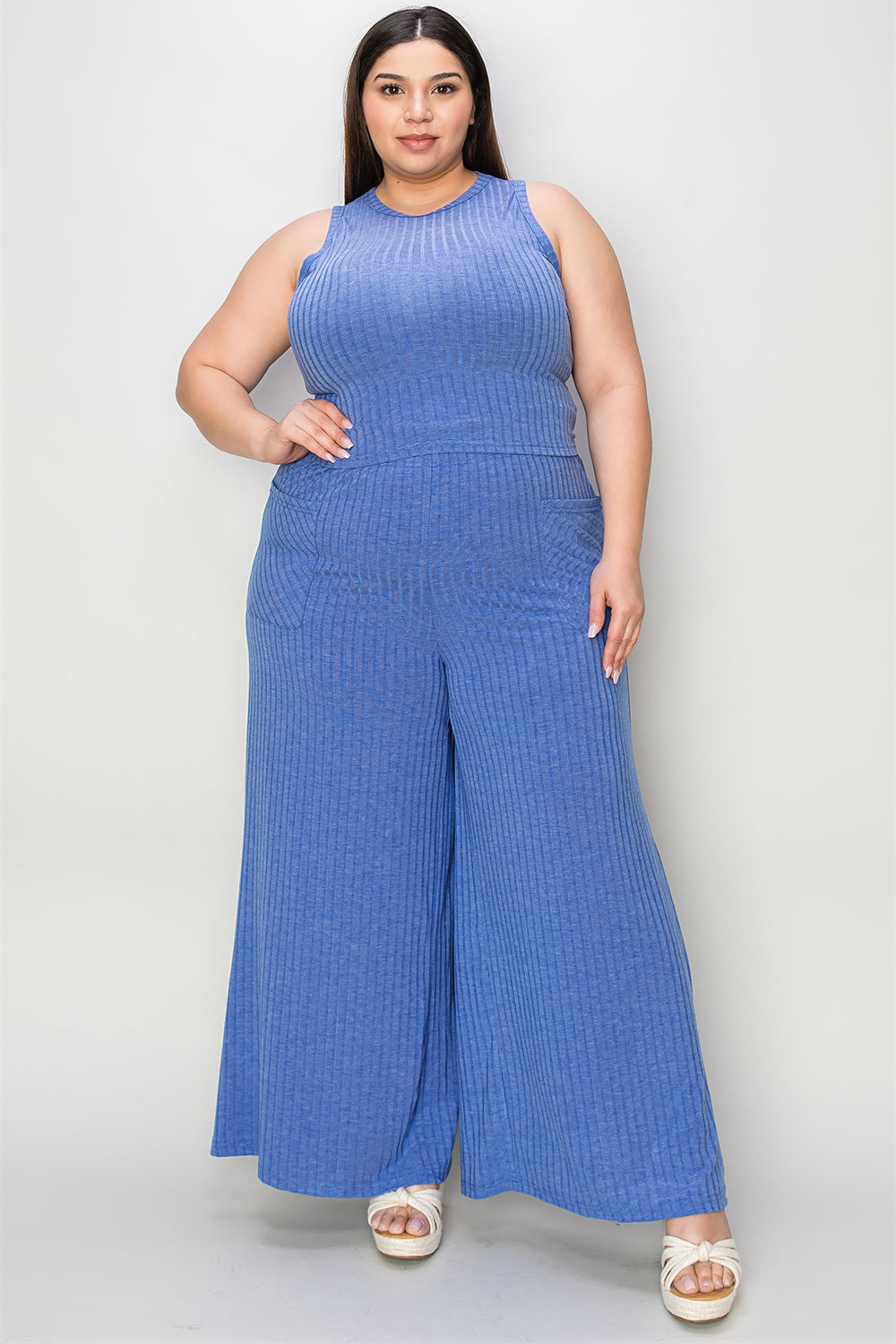 Sage Ribbed Wide-Leg Jumpsuit – Effortless Chic & Comfy Style