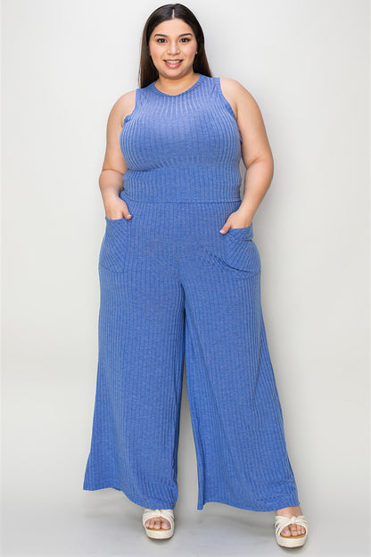 Sage Ribbed Wide-Leg Jumpsuit – Effortless Chic & Comfy Style