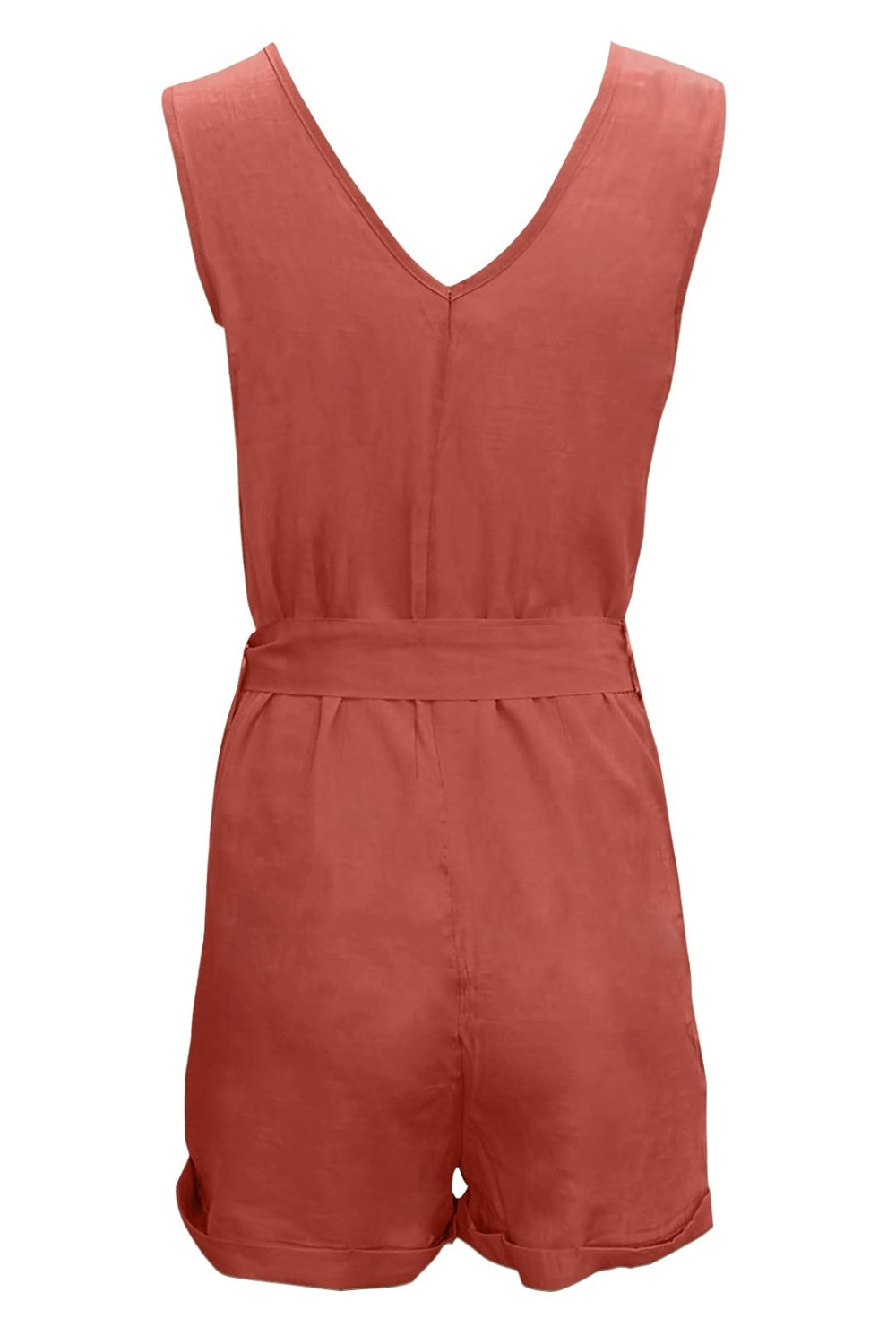 Linen Button-Up Belted Romper – Chic & Effortless Summer Style
