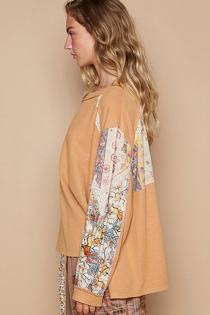 Boho Patchwork Oversized Sweatshirt – Cozy Vintage-Inspired Pullover