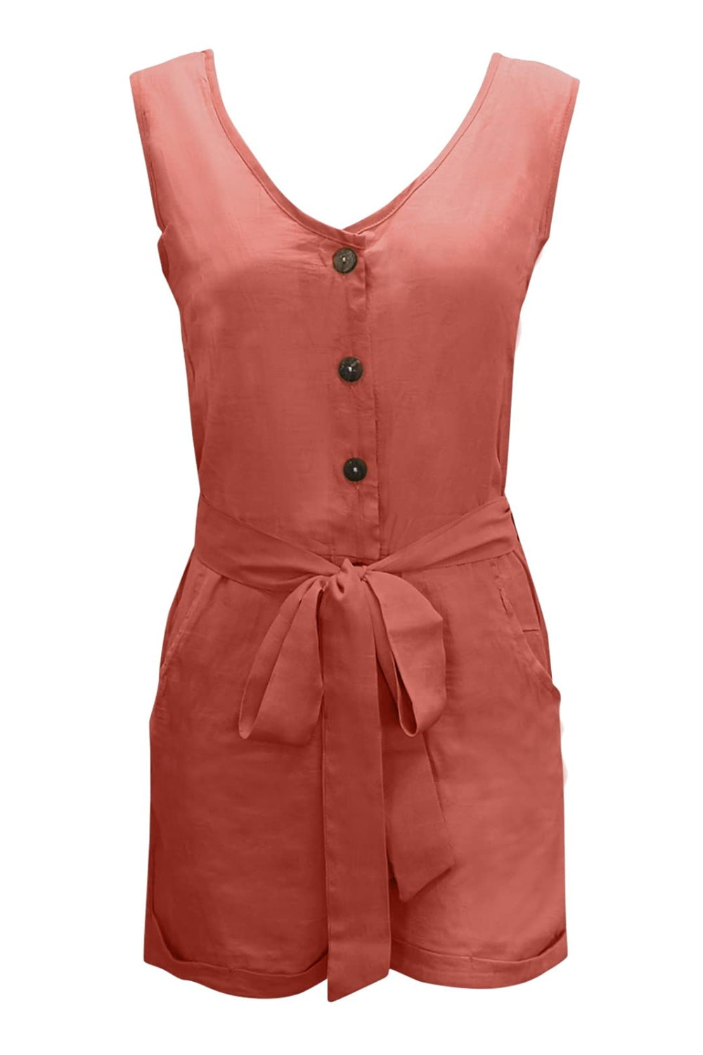 Linen Button-Up Belted Romper – Chic & Effortless Summer Style