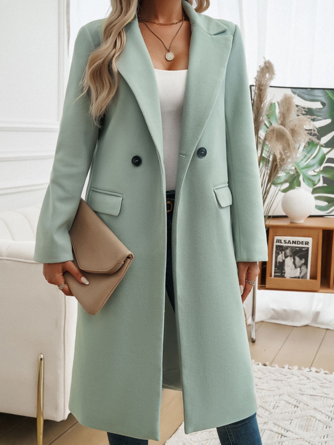 Elegant Double-Breasted Long Coat – Chic & Timeless Outerwear