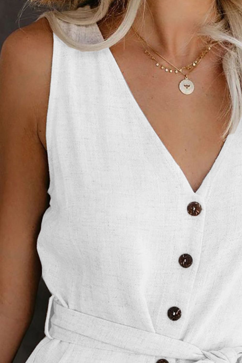 Linen Button-Up Belted Romper – Chic & Effortless Summer Style