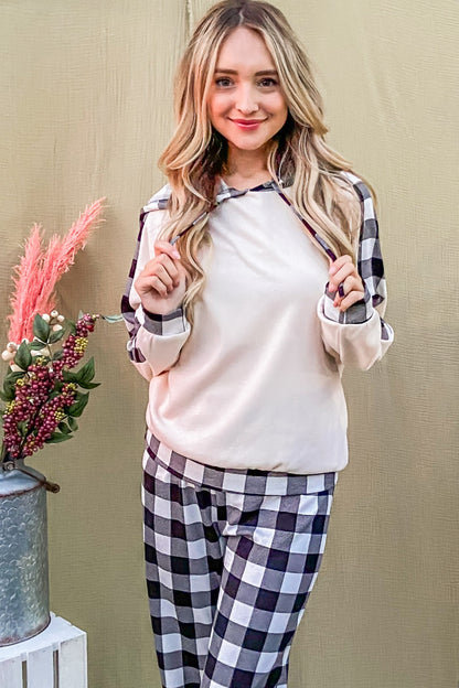 Buffalo Plaid Sleeve Hoodie Set – Cozy & Chic Loungewear