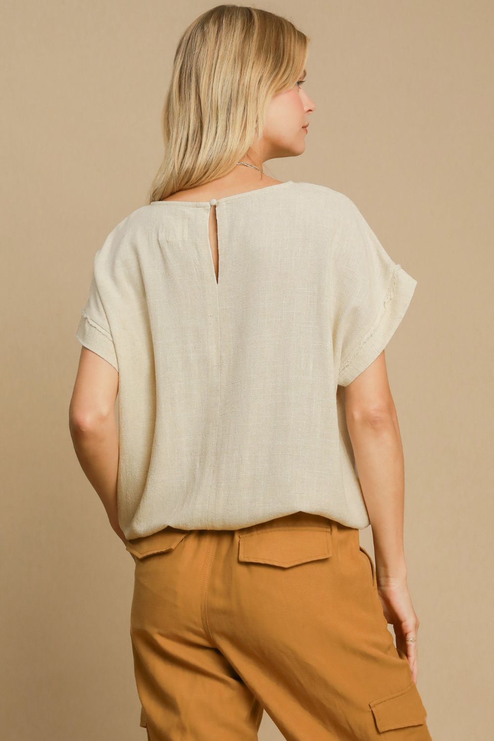 Linen Drawstring Hem Blouse – Effortless Chic & Comfortable Fit