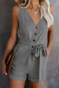 Linen Button-Up Belted Romper – Chic & Effortless Summer Style