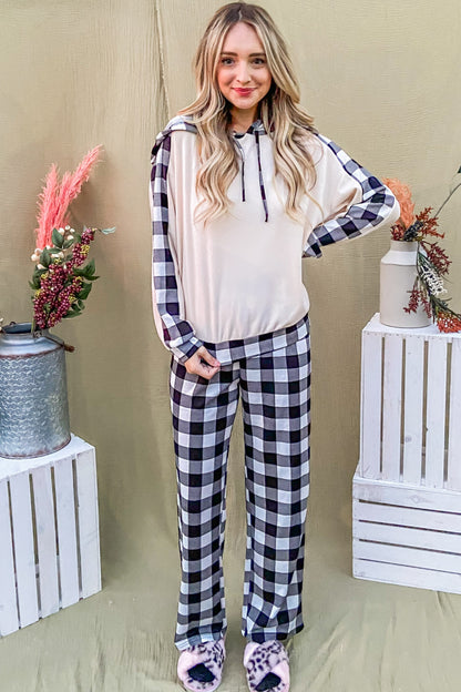 Buffalo Plaid Sleeve Hoodie Set – Cozy & Chic Loungewear