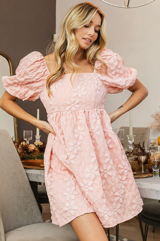 Pink Puff Sleeve Babydoll Dress – Feminine, Flirty & Elegant