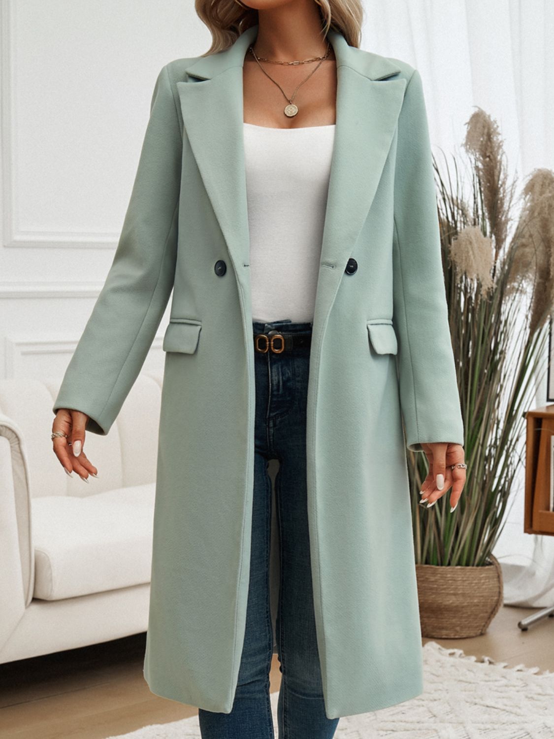 Elegant Double-Breasted Long Coat – Chic & Timeless Outerwear