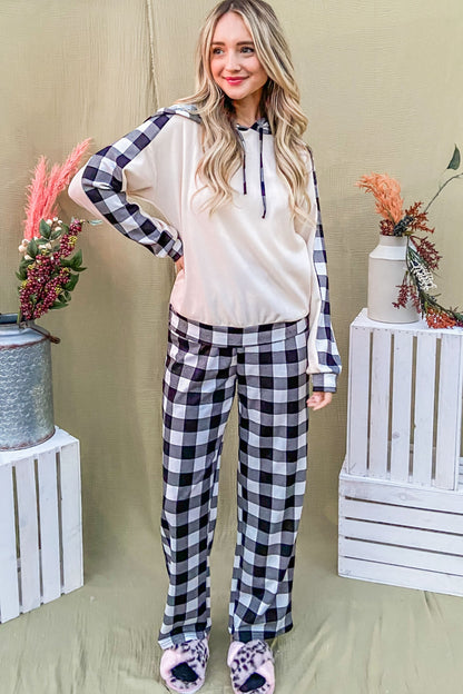Buffalo Plaid Sleeve Hoodie Set – Cozy & Chic Loungewear