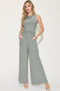 Sage Ribbed Wide-Leg Jumpsuit – Effortless Chic & Comfy Style
