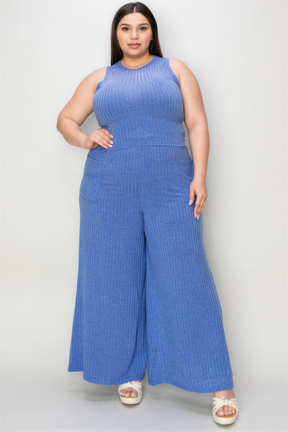 Sage Ribbed Wide-Leg Jumpsuit – Effortless Chic & Comfy Style