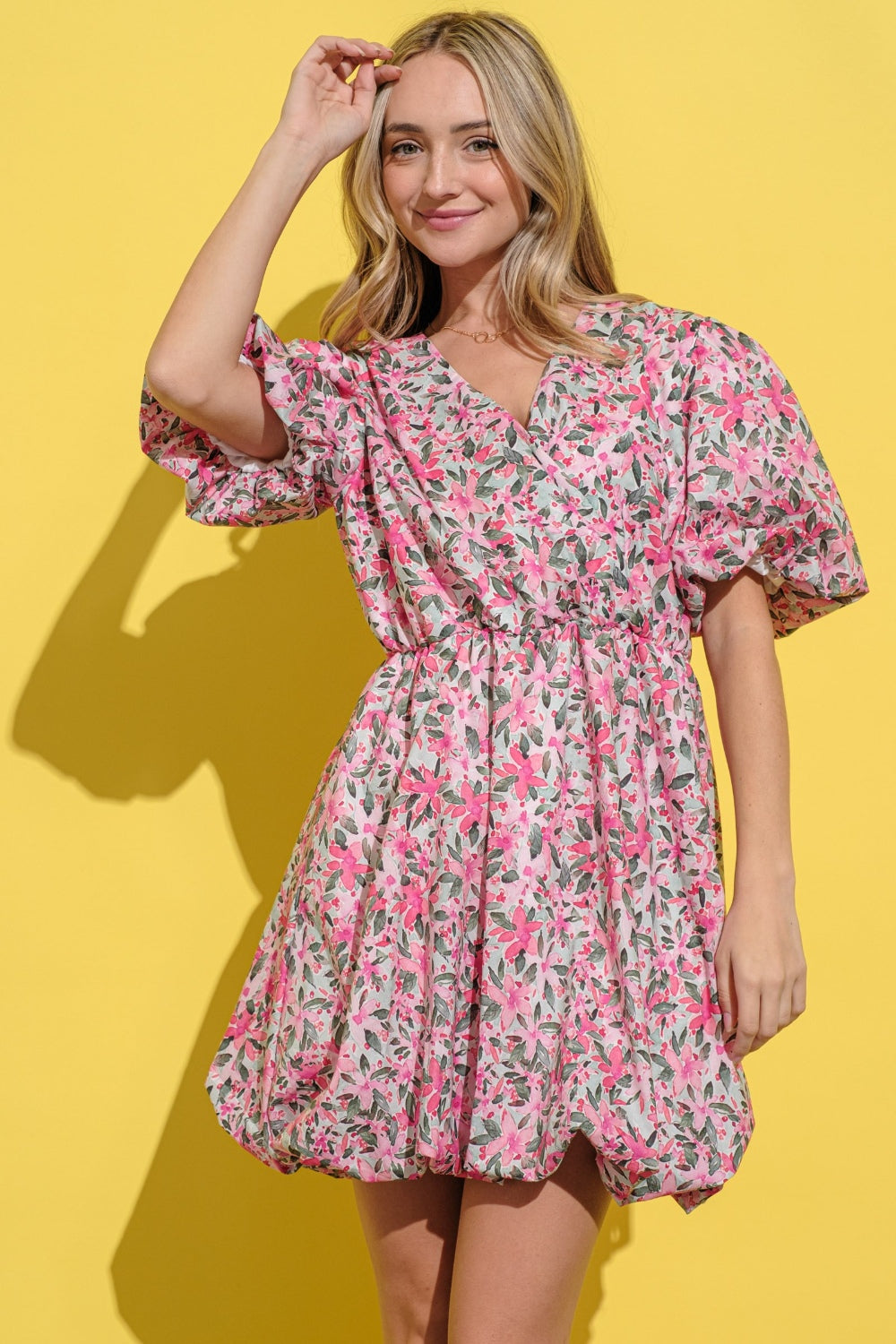 Floral Puff Sleeve Bubble Hem Dress – Playful & Chic