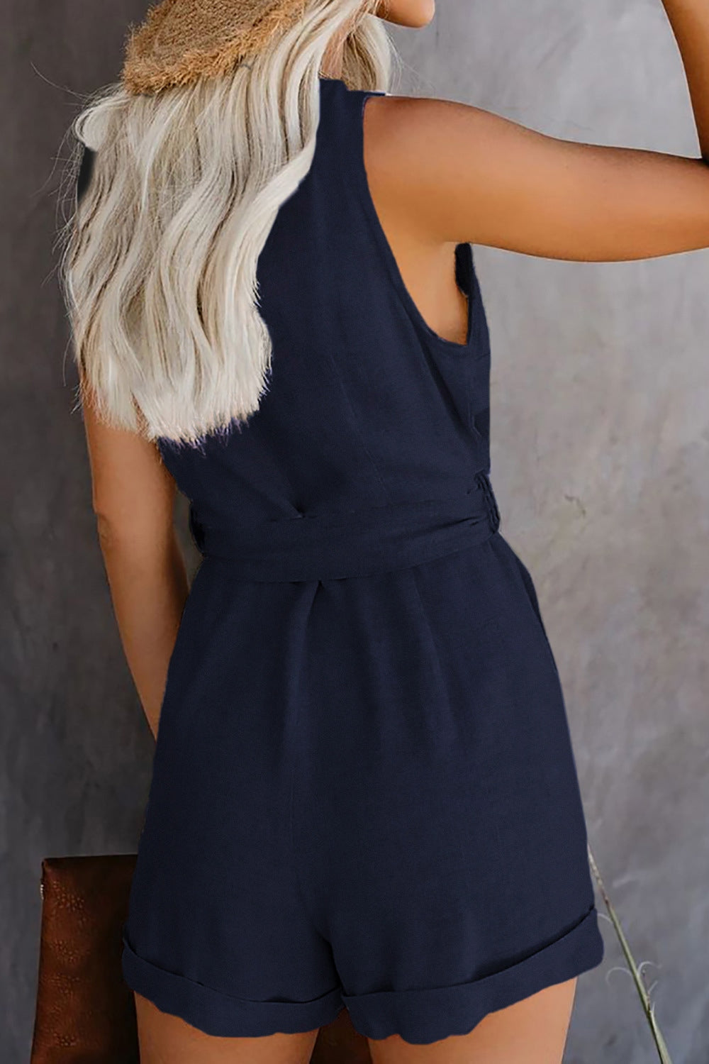 Linen Button-Up Belted Romper – Chic & Effortless Summer Style