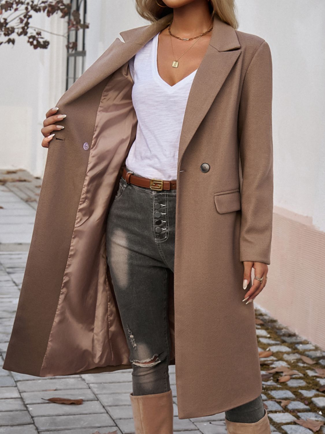 Elegant Double-Breasted Long Coat – Chic & Timeless Outerwear