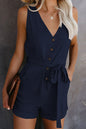 Linen Button-Up Belted Romper – Chic & Effortless Summer Style